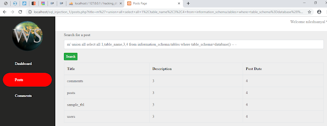 Getting Mysql Database Tables